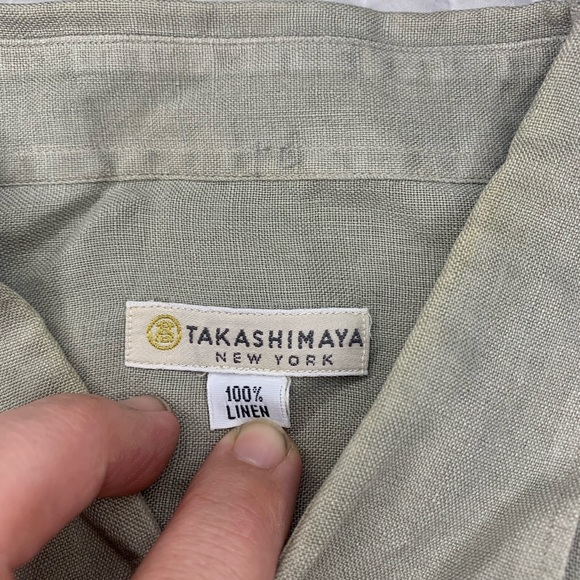 Takashimaya mens light grey button down Shirt Sz L - Picture 5 of 5